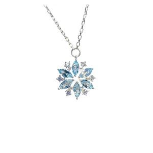 Silver Rhinestone and Turquoise Gemstone Snowflake Necklace